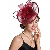 SAFERIN Elegant Women's Fascinator Hat with Veil and Feather Hair Clip Headpiece for Weddings Tea Party