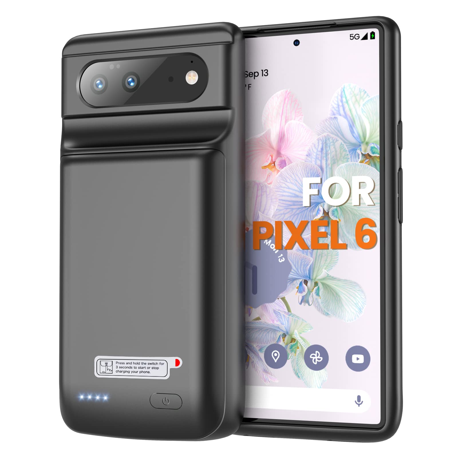 Photo 1 of NEWDERY Battery Case for Google Pixel 6 6.4", 10000mAh Ultra Powerful Rechargeable Charging Case, Protective Extended Backup Charger Case for Google Pixel 6 5G (2021 Released)
