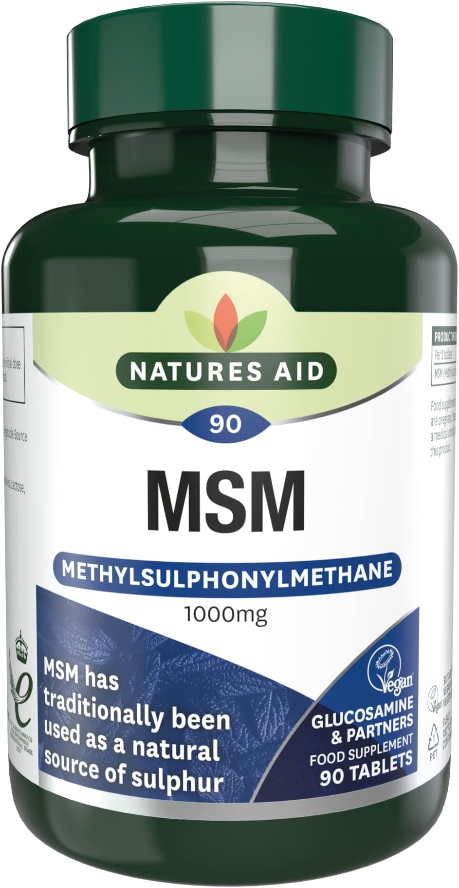 Natures Aid MSM 1000mg High Strength 90 Tablets Vegan Gluten Free