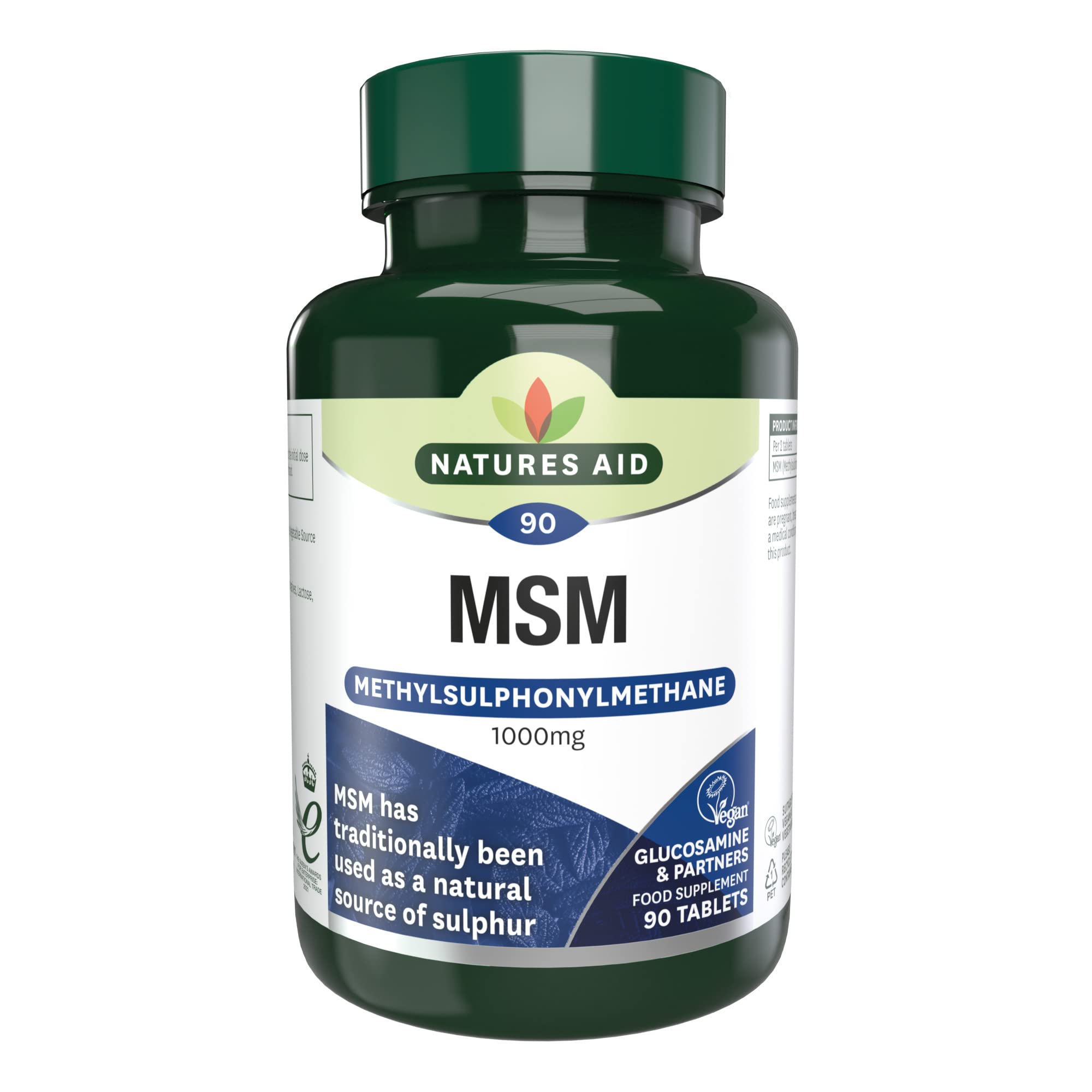 Natures Aid MSM 1000mg – High Strength Methylsulphonylmethane Supplement – Supports Joints, Mobility & Skin – Pure MSM – Vegan, Gluten Free – 90 Tablets