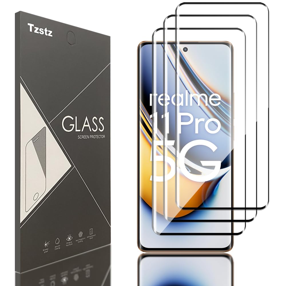 Tzstz 3Pcs Tempered Glass Screen Protector for Realme 11 Pro/11 Pro Plus 5G Hardness 9H Anti Scratch Realme 11 Pro/11 Pro+ Screen Protector