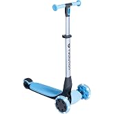 Yvolution Y Glider Nua 3-Wheel Kids Scooter &ndash; Adjustable Height, Arc-Folding Handlebar, LED Light-Up Front Wheels, Extra-Wide Deck, Ages 3-10