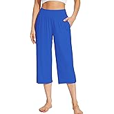 WiWi Viscose from Bamboo Soft Capri Yoga Loose Pants for Women High Waisted Comfy Pjs Capris Lounge Pajama Bottoms S-XXL