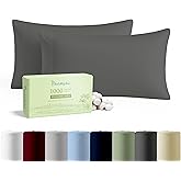 CharlottelyHues 1000 Thread Count Pillowcases Set of 2-100% Egyptian Cotton Pillow Cases with Long-Staple Combed Pillows for Sleeping, Soft & Silky Bed Pillow Cover (Dark Grey, Standard/Queen)