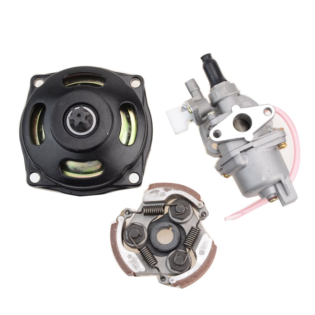 GOOFIT Carburetor with Gear Box Clutch Pad Replacement For 2 stroke 47cc 49cc Pocket Bike Mini Scooter