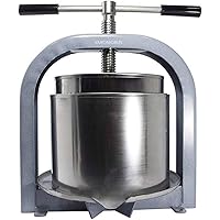 Varomorus Stainless Steel Wine Fruit Press for Apple, Grape, Berries, Honey, Manual Crusher Juice Maker (10L / 2.6 Gal)