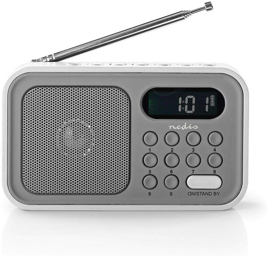 Nedis Radio Alarm Clock with 2.5h Play Time and Rechargeable Battery, FM Radio Receiver Portable with Headphones Output - Image 4