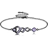 URONE Black Rose/Skull/Pressed Flower Bracelet Sterling Silver Christmas Gothic Jewelry Gifts for Women