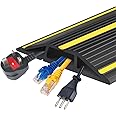 Papillon Cable Protector 3-Channel Heavy Duty Cord Cover - Floor Wire Concealer Easy to Unroll for Home Office Warehouse (20Ft, Black)