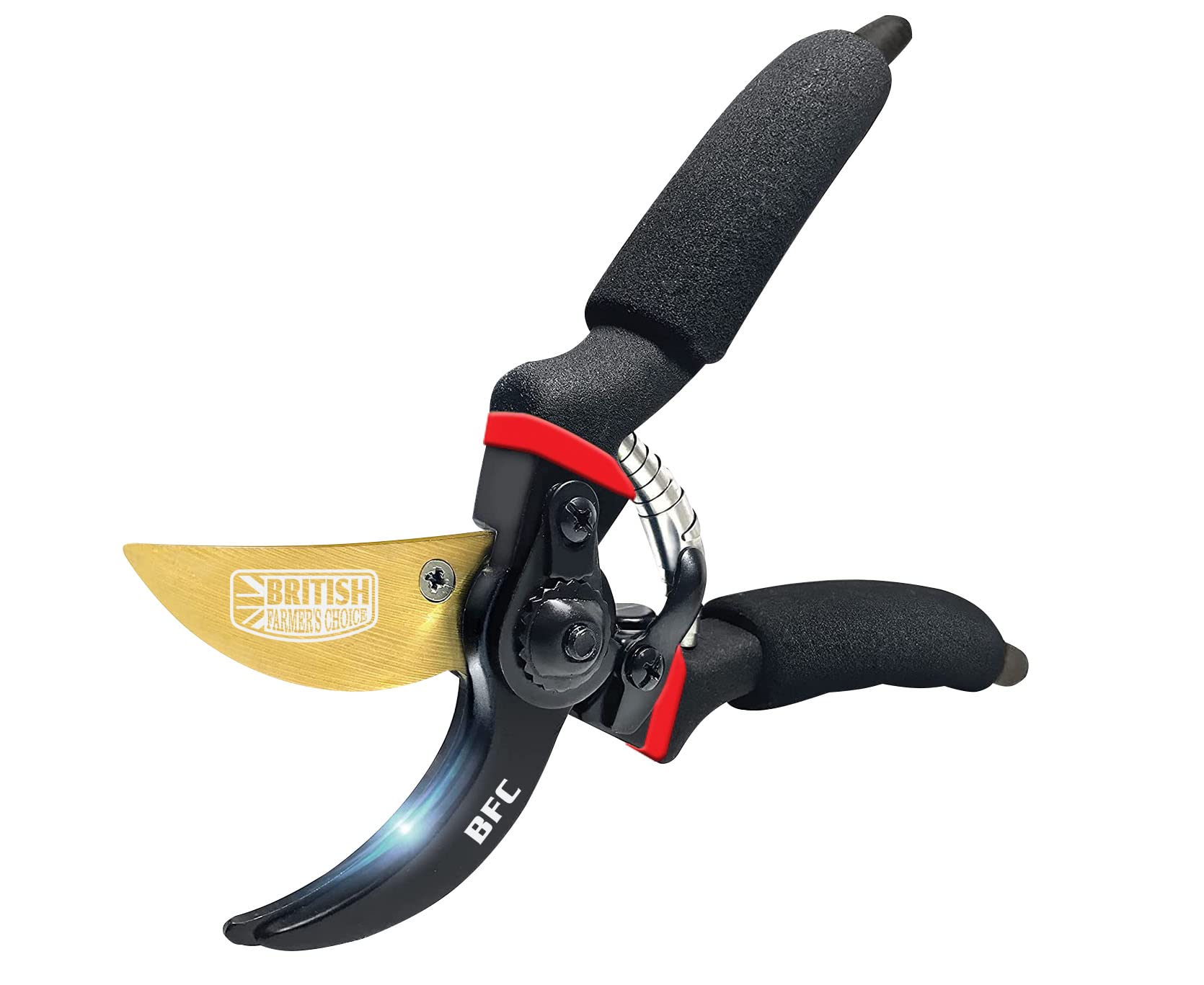 BRITISH FARMER'S CHOICE 8” Premium Secateurs Pruning Shears, Titanium Bypass Garden Tool, Blade Plant Clippers, Hand Pruners, Scissors for Plants, Rose, Flowers, Hedge Shears (Gold) (GS-Britsh-01)