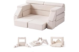 ROBUD Nugget Couch, Beige Modular Kids Play Couch, DIY-Style & Washable Toddler Sofa for Playroom, Bedroom, Nursery, WG411