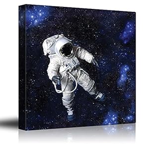 Fully Equipped Astronaut Floating in a Blue Starry Galaxy