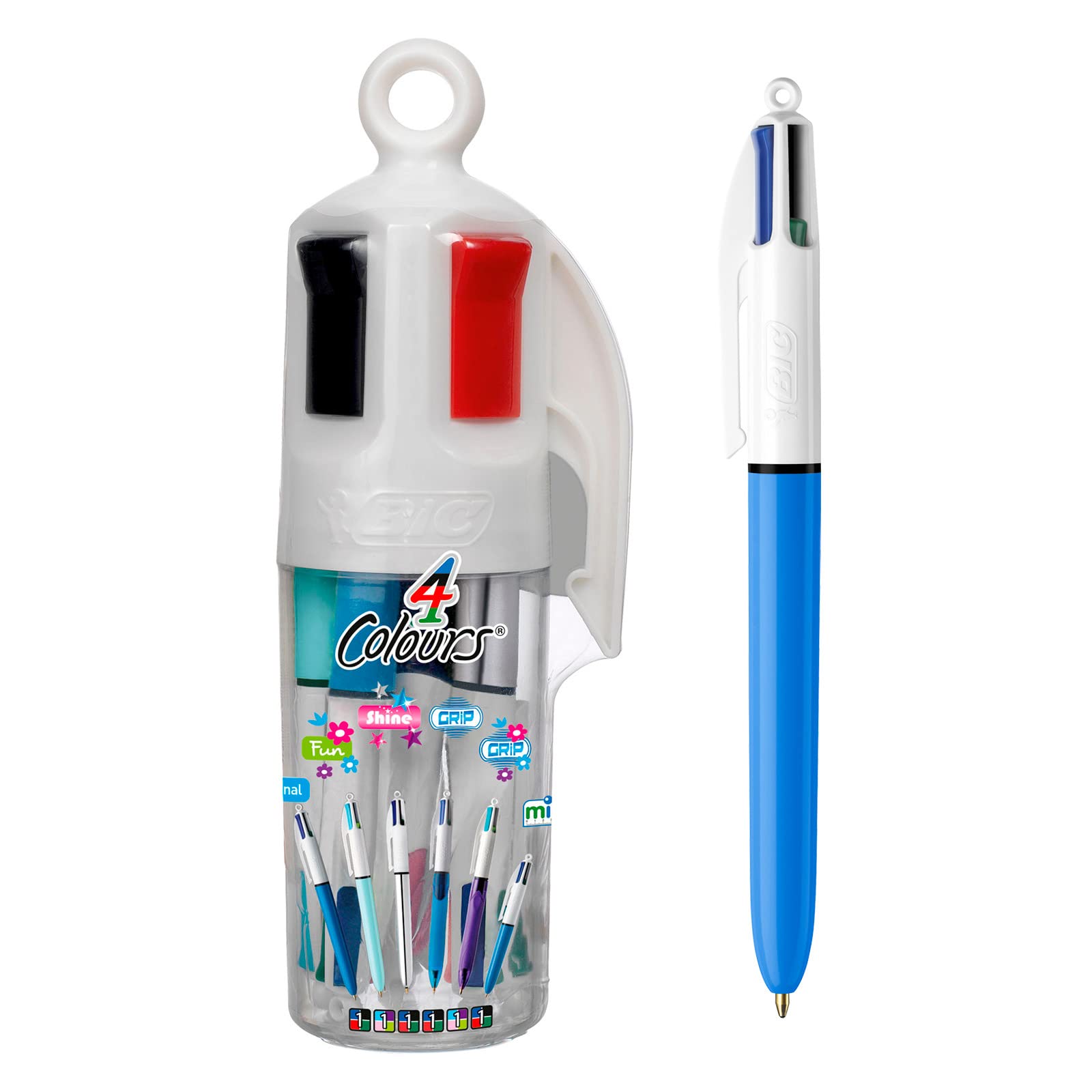 BIC 4 Colours Assorted Retractable Medium Point (1.0 mm) Ballpoint Pens, 6 Pens And Each Pen Contains 4 Colours
