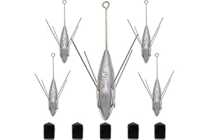 Gefischtter Fishing Sinker Weights Lead Fishing Equipment Long Tail Surfing Casting Spider Sinkers for Catfish Saltwater Beach Sand Ocean
