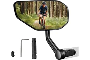 Homieway Bike Mirror,Bicycle Mirror For Handlebar Mount,Scratch Resistant Glass Lens,Large Bar End Bike Rearview Mirror For E-bike Accessories (Left)