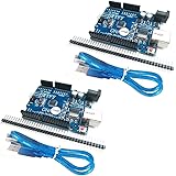 HiLetgo 2個セット NEWバーション UNO R3 ATmega328P USB CH340G Arduinoと互換性 + USB ケーブル [並行輸入品]