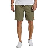 COOFANDY Mens Cotton Chino Shorts 9 Inch Casual Shorts Elastic Waist Drawstring Summer Beach Shorts with Pockets