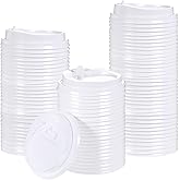 200 Count Lids for Coffee Cups, 3.54 inch White Disposable Plastic Dome Coffee Cup Lids 12 oz Compatible with 10oz 16oz 20oz Paper Cups for Hot Cold Beverages