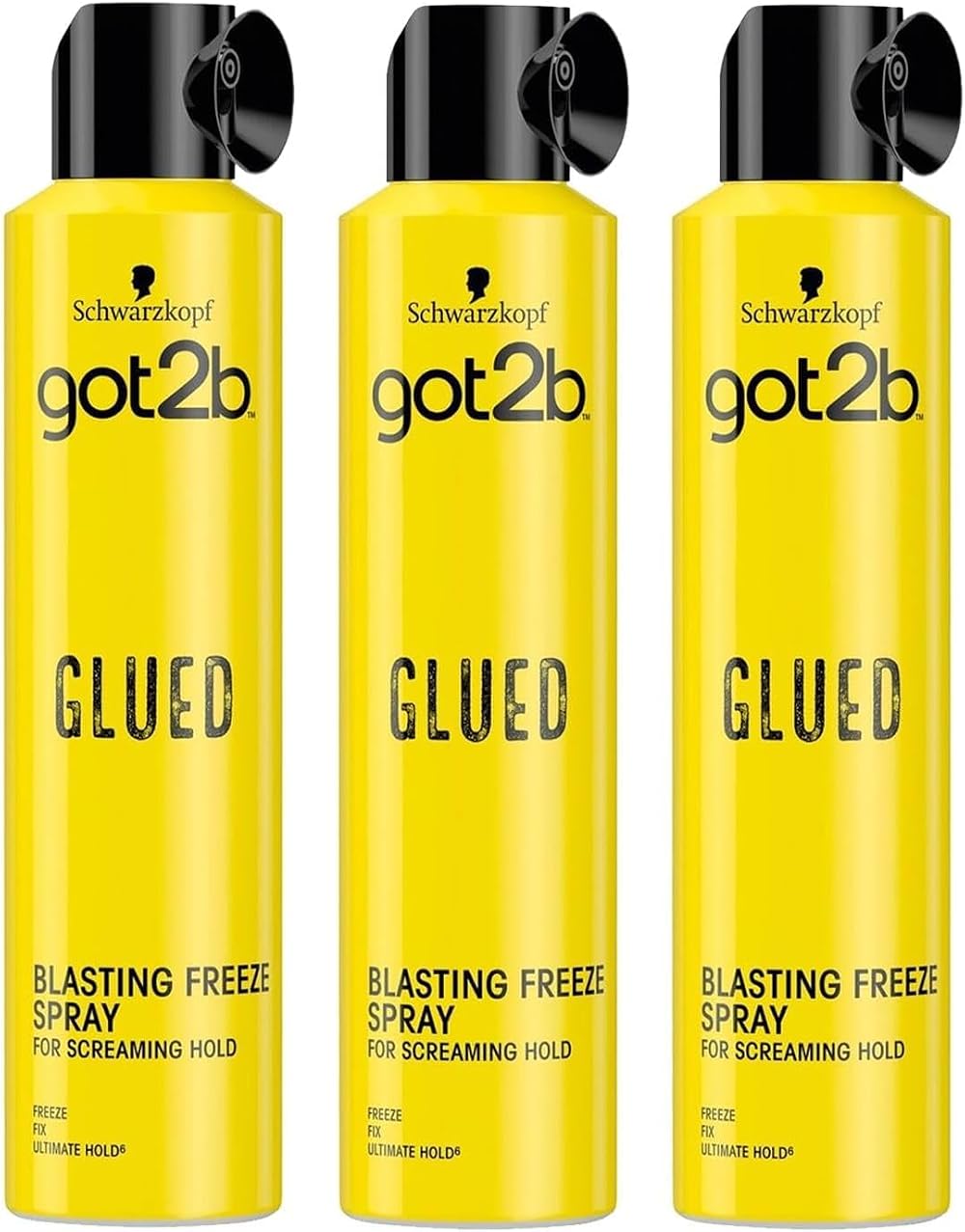 Schwarzkopf got2b Glued Blasting Freeze Spray 300ml Pack of 3 Strong Hold