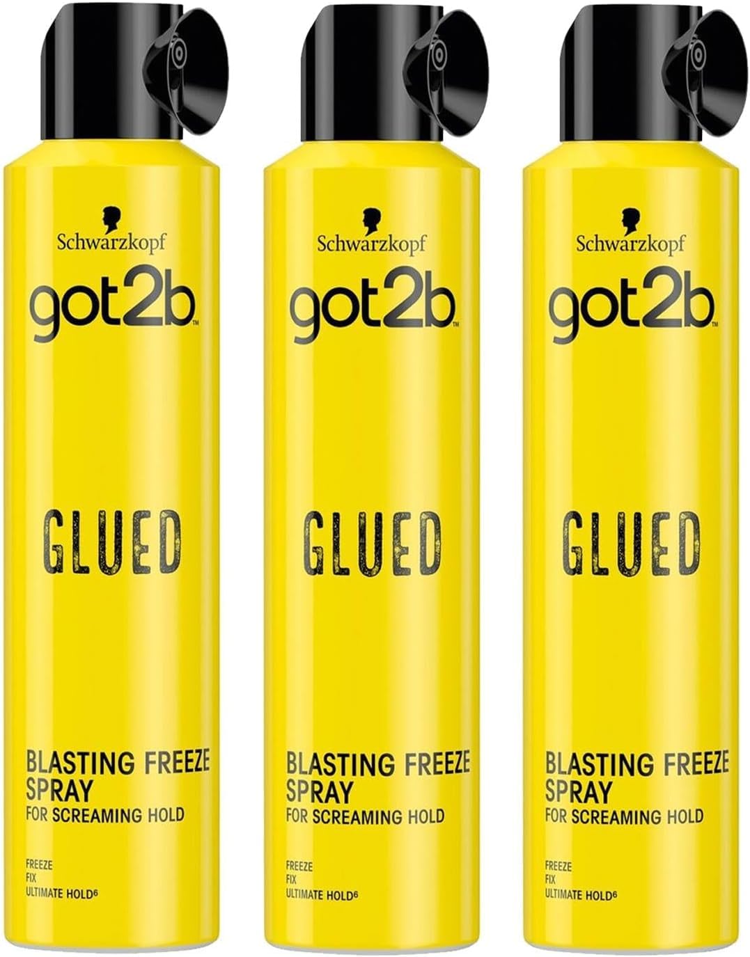 Schwarzkopf got2b Glued Blasting Freeze Spray, 300 ml, Pack of 3