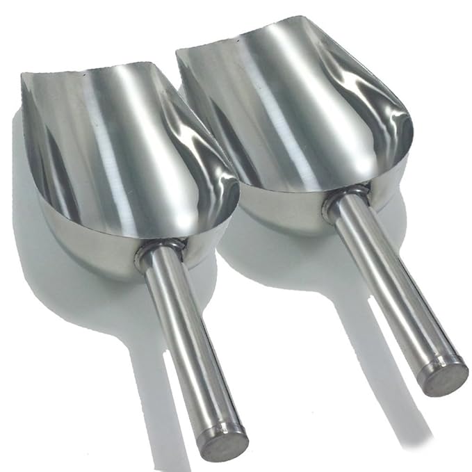 Space Home Ice Scoop 2 Piece Set Stainless Steel Large Scoop for