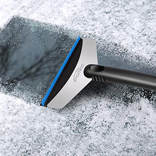 XGao Snow Brush and Ice Scraper, Snow Scraper and Brush, Snow Scraper with Brush, Multifunctional Stainless Steel Snow Shovel Portable Cleaning Tool Ice Vehicle Car Windshield Scraper (Red)