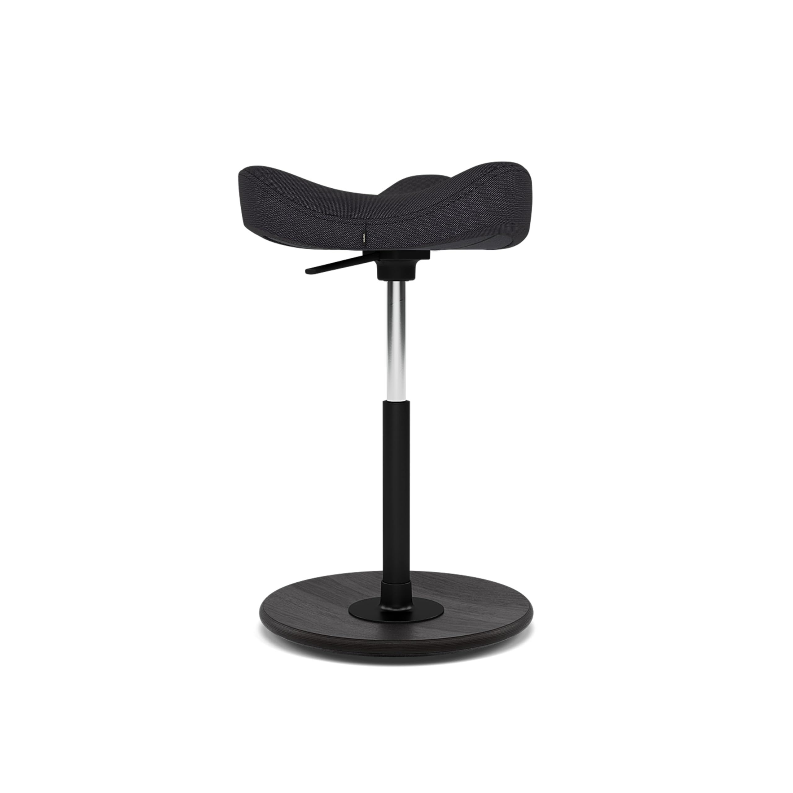 Varier Move Standing Stool Black/Black Ergonomic Adjustable Sit Stand Chair for Active Sitting, Wooden Base and Sculpted Foam Seat – 10 Year Quality Guarantee