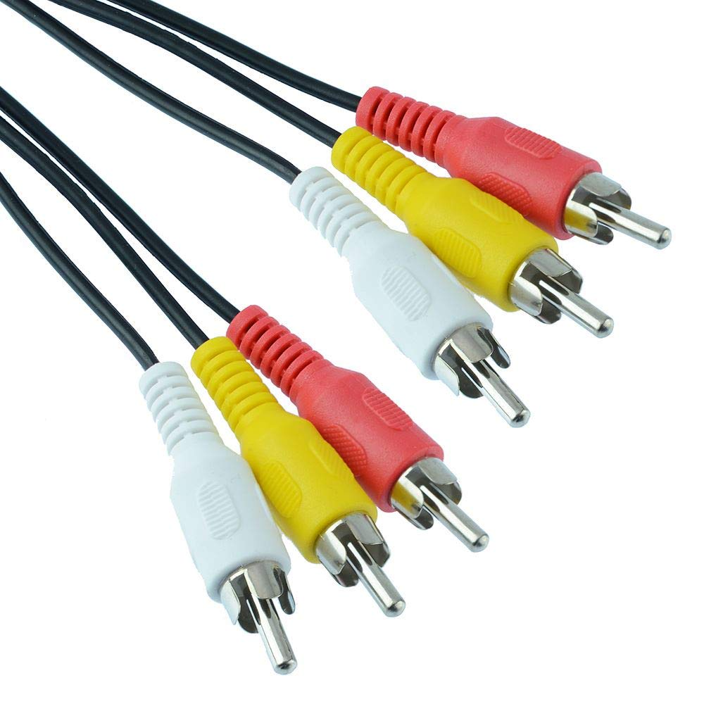 Triple RCA Male Phono Plug to Male Phono Plugs - AV Audio Visual Video Cable Lead with Yellow White & Red Plugs (LENGTH 3M)