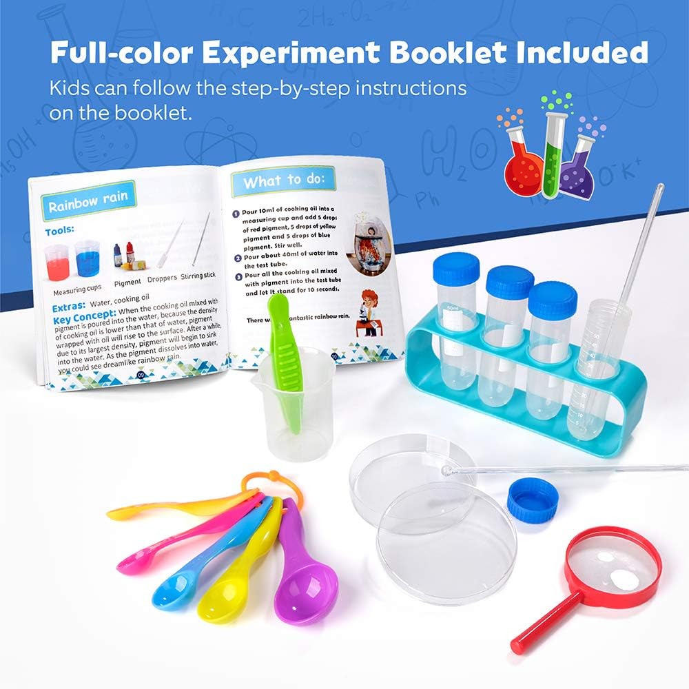 D-FantiX Kids Science Experiment Kit with Lab Coat, 36Pcs Pretend Play Science Kit with Goggles Spoons Toy Laboratory Set Role Play Scientist Costume STEM Toys Gift for Toddlers Age 3 4 5 6 7 8 9 10: Toys & Games