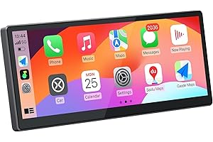 CARABC Wireless Carplay Screen for Car, 8.9'' Portable CarPlay & Android Auto Touchscreen, with 60Fps, 1920 * 720 Ultra High Resolution, Support Steering Wheel Control