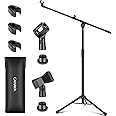 CAHAYA Dual-use Tripod Microphone Stand Boom Arm Floor Mic Stand Portable with Carrying Bag and 2 Mic Clips for Singing Performance Wedding Stage Meeting Live CY0311