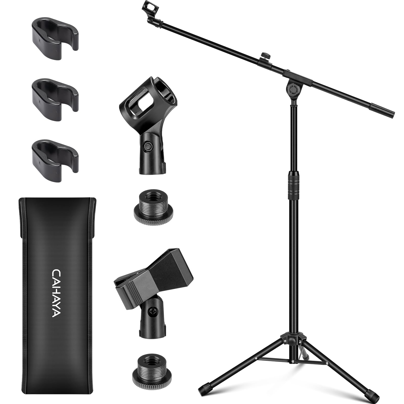 CAHAYA Upgraded Tripod Boom Sheet Microphone Stand Universal Metal Mic Stand with Carrying Bag, for Singing Speech Wedding Stage and Outdoor CY0311