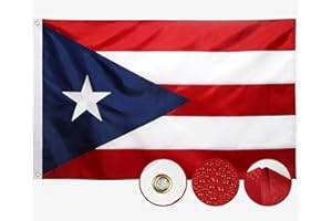 AGUIFLGS Double Sided Puerto Rico Flag 3x5 Outdoor Made In USA Puerto Rican Flags Embroidered，Heavy Duty 210D Nylon,Sewn Stripes, Stronger Brass Grommets,4 Stitched Hemming,Perfect for Outside