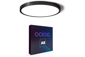 ocioc 15.7inch LED Flush Mount Ceiling Light Black,36W,5000K,Ultra Thin Round Lighting Fixture for Bedroom, Office, Hallway, 