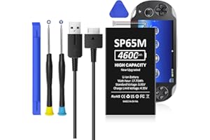 SHENMZ for Ps Vita 1000 Battery and Charger Cable,High Capacity New 0 Cycle Battery Replacement for Sony PS Vita PlayStation Vita PCH-1006 PCH-1001 PCH-1101 PSV 1000 SP65M Games with Repair Tool Kit