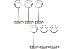 NERIUS Table Number Holders, Simple Table Sign Stand Place Card Holder, Delicate Table Name Card Holder, Reusable Table Picture Memo Note Holder for Wedding Birthday Party Restaurant (6pcs, Silver)