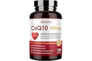 ZEBORA CoQ10-100mg-Softgels with PQQ, BioPerine & Omega-3, High Absorption Coenzyme Q10 Supplement, Powerful-Antioxidant, Support Heart & Energy-Production 120 Servings, Non-GMO