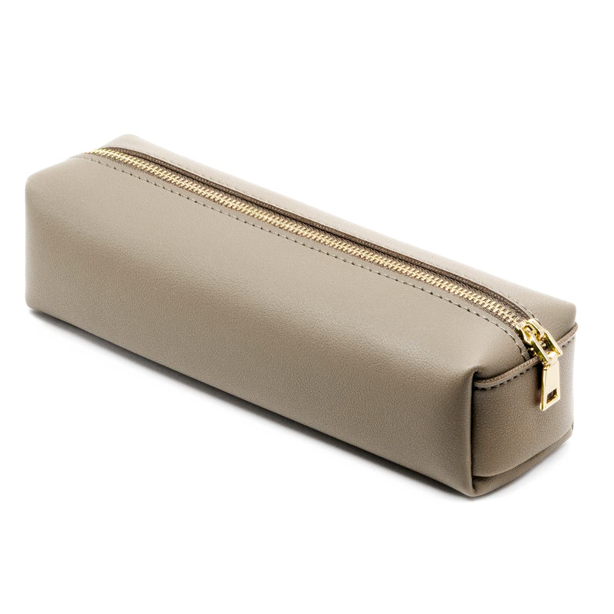 eusbon PU Pencil Pen Case Portable Stationery Bag Big Capacity Pencil Pouch Cosmetic Organizer Bag for Student Girl or Boy, Khaki