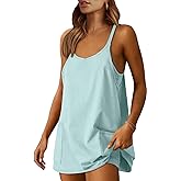 ANRABESS Women Athletic Dress Summer Tennis Workout Active Sports Mini Romper Dress Built in Shorts Travel Vacation Clothes