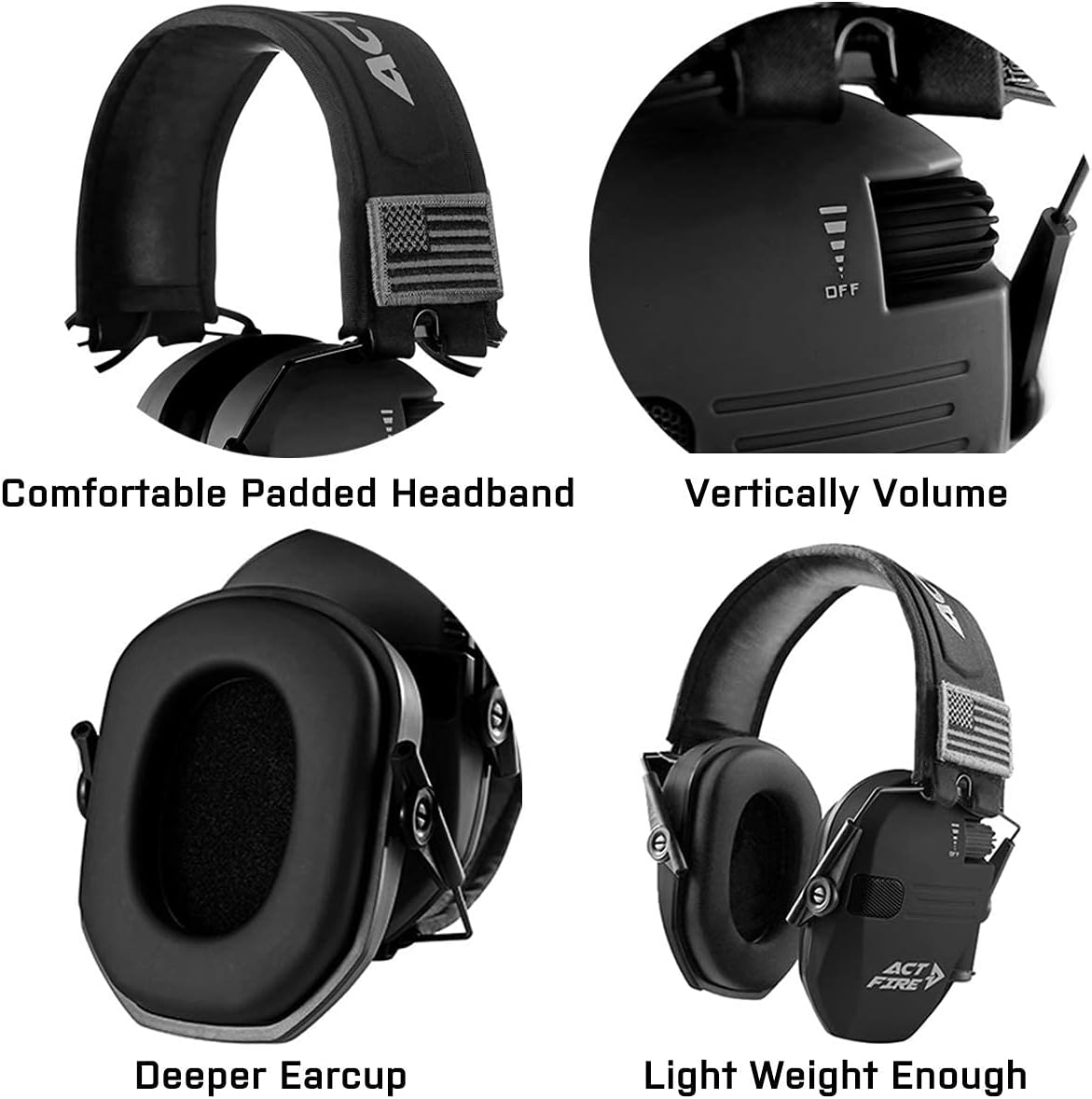 Ear Protection, Hearing Protection for Shooting Gun Range, Shooting Earmuffs (Matte Black) : Clothing