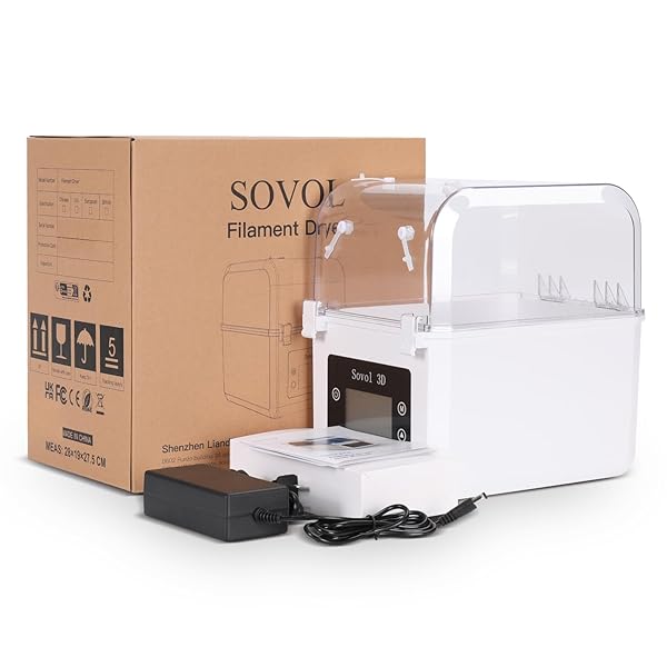 SOVOL FILAMENT DRYER 2025, SH01 FILAMENT DEHYDRATOR 3D PRINTER SPOOL HOLDER WITH UPGRADED FAN, DRY BOX FOR KEEPING FILAMENT DRY, COMPATIBLE WITH 1.75MM, 2.85MM PLA PETG TPU ABS