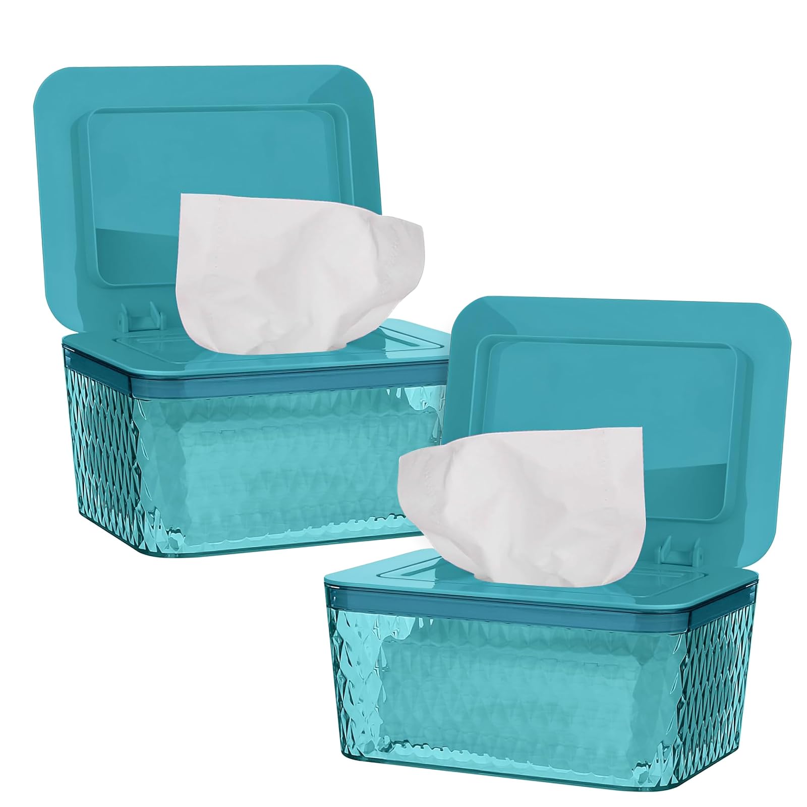 Whiidoom Wipes Dispenser, One-Handed Operation Wipe Holder for Baby & Adult, Seal-Designed Wipes Container for Bathroom Keep Diaper Wipes Fresh (2 Pack Green) Image