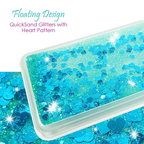 CoolPad Legacy Clear Case, ZASE Liquid Glitter Sparkle Bling Phone Case for CoolPad Legacy 6.36 inch (Metro,Boost) Cute Protective Cover Waterfall Floating Quicksand w/Phone Ring Holder (Teal Blue)