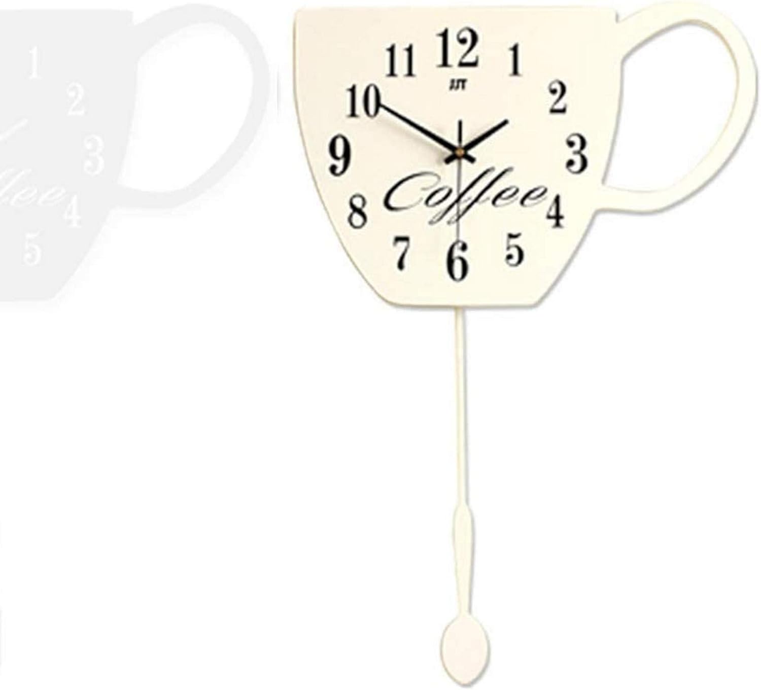 Coffee Cup Pendulum Wall Clock, Kitchen Coffee Shop Decoration No