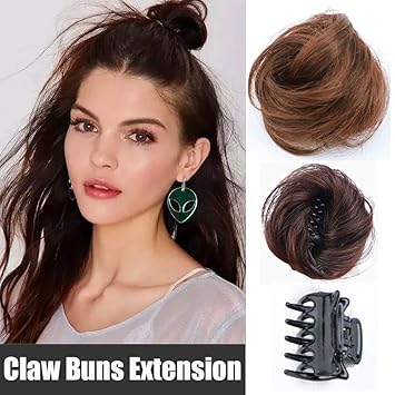Amazon Com Jaw Clamp Mini Bun Real Synthetic Hair Claw Clip Updo
