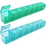 2 Pack Weekly Pill Organizer, Large 7 Day Pill