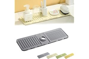 Kitchen Sink Splash Guard, Silicone Draining Mat for Sink, Longer Silicone Faucet Drainer Pad, Sink Protectors for Kitchen Si