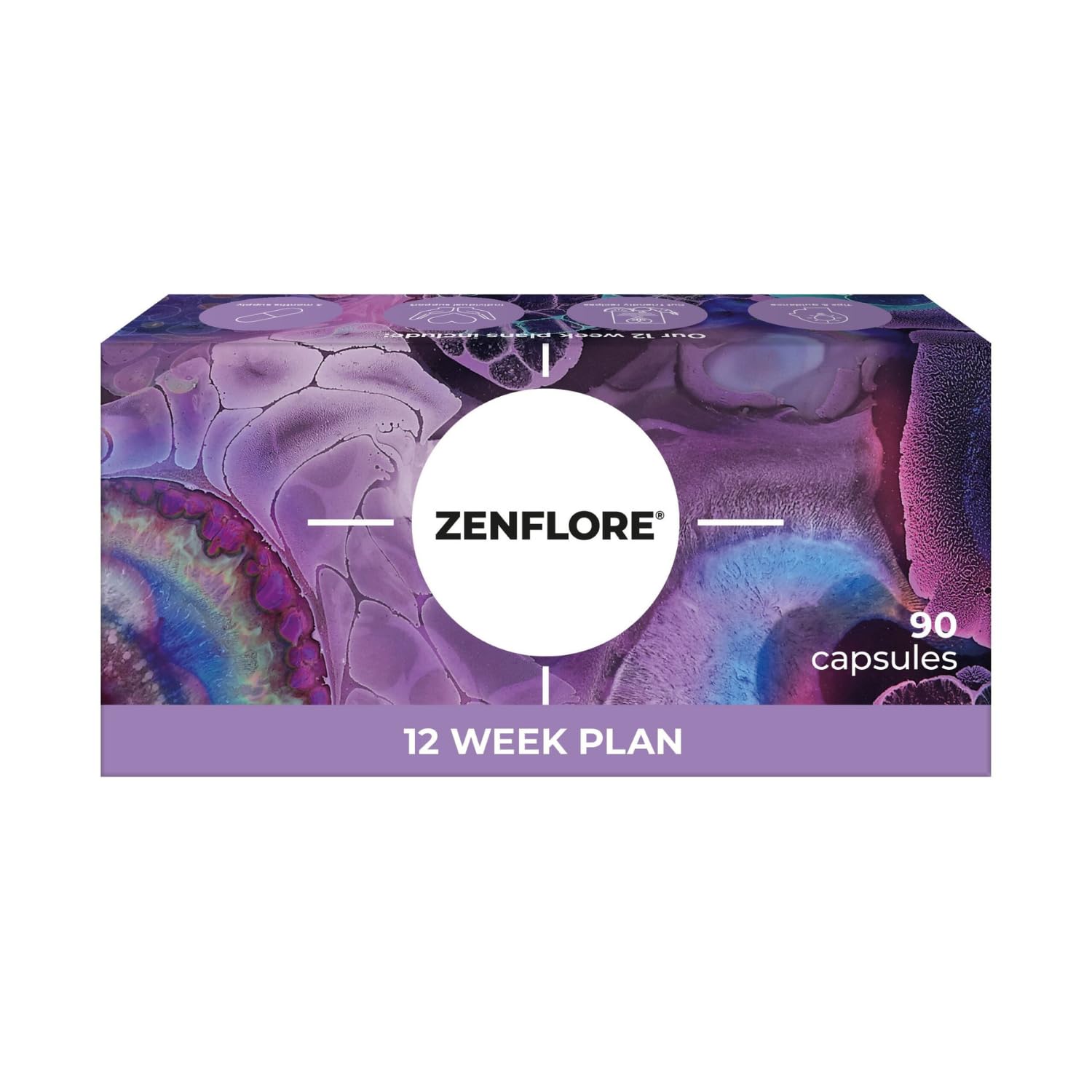 Zenflore 12 Week Plan - by PrecisionBiotics - Probiotics Supplement with Unique Bifidobacterium Longum Bacteria Strain 1714 + Vitamin B6 and B12 - for Mental Performance - 90 Capsules