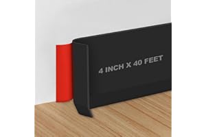 Storystore Vinyl Baseboard Trim, 4 Inch x 40 Feet Peel and Stick Wall Moulding Flexible Rubber Baseboard, Self-Adhesive Wall 