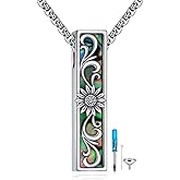 HKPATOP Cremation Urn Necklaces for Ashes Sterling Silver 3D Vertical Bar Memorial Pendant for Loved Ones Keepsake Cremation Jewelry Gifts for Women Men